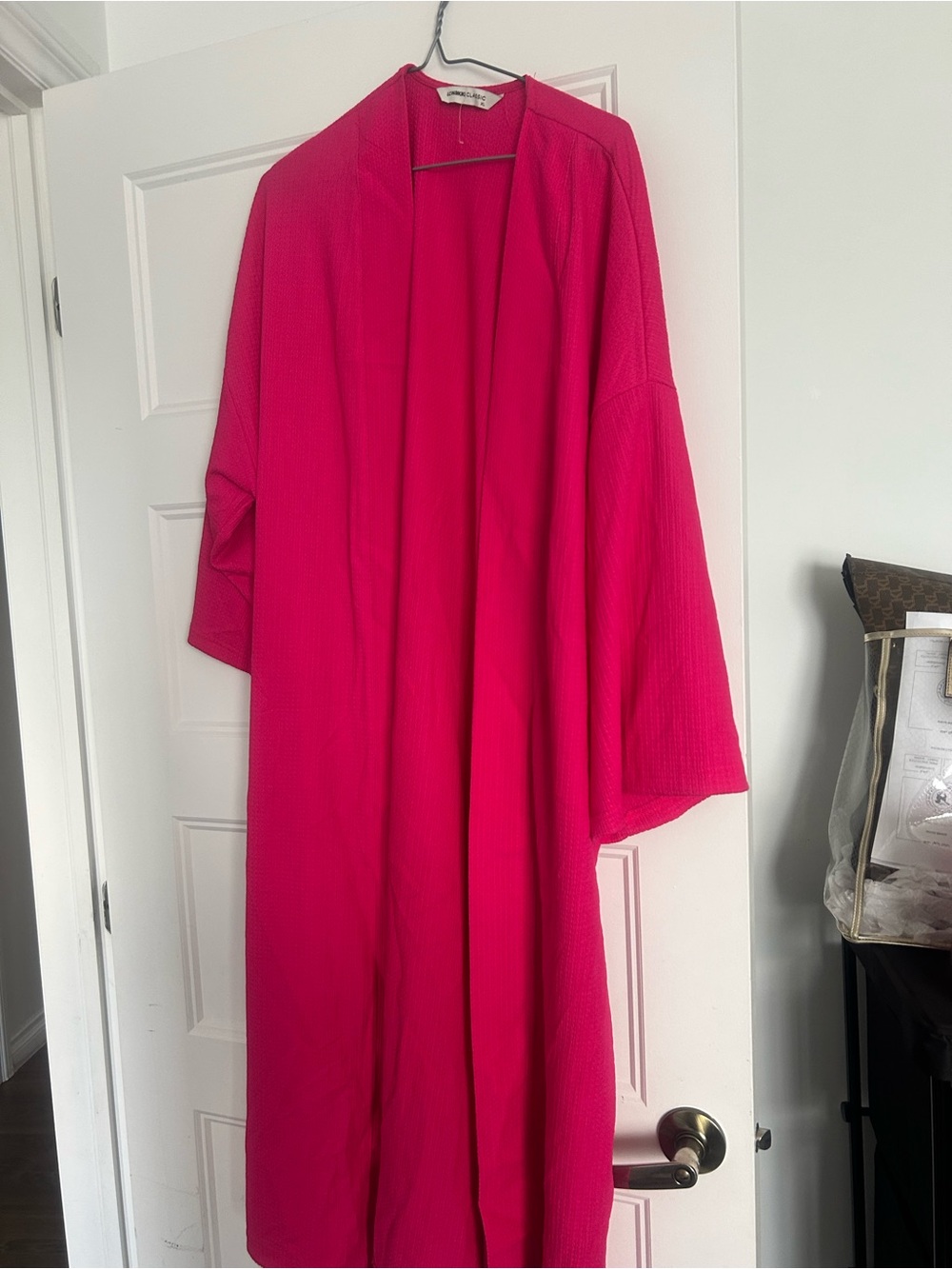 Open-Front Long Cape in Fuchsia by Unbranded